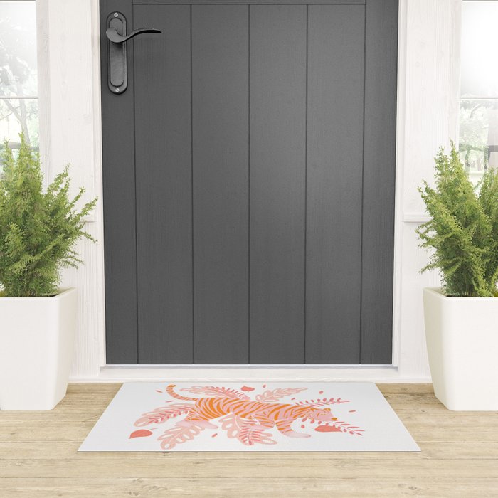Orange and pink tiger Welcome Mat Gallery Image 3
