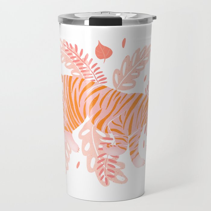 Orange and pink tiger Travel Mug Gallery Image 1