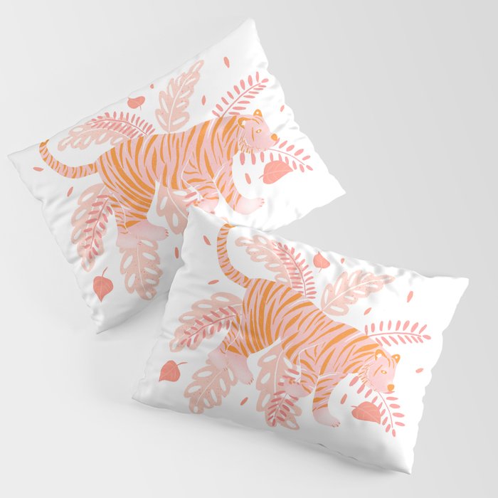 Orange and pink tiger Pillow Sham Gallery Image 1