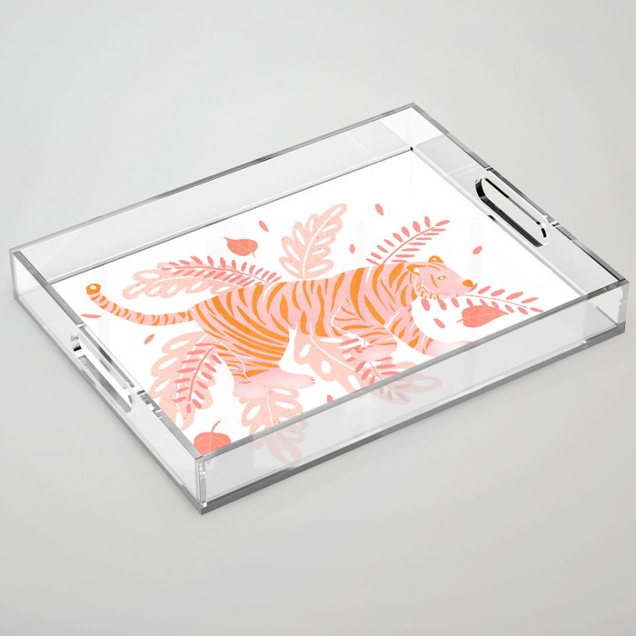 Orange and pink tiger Acrylic Tray Gallery Image 1