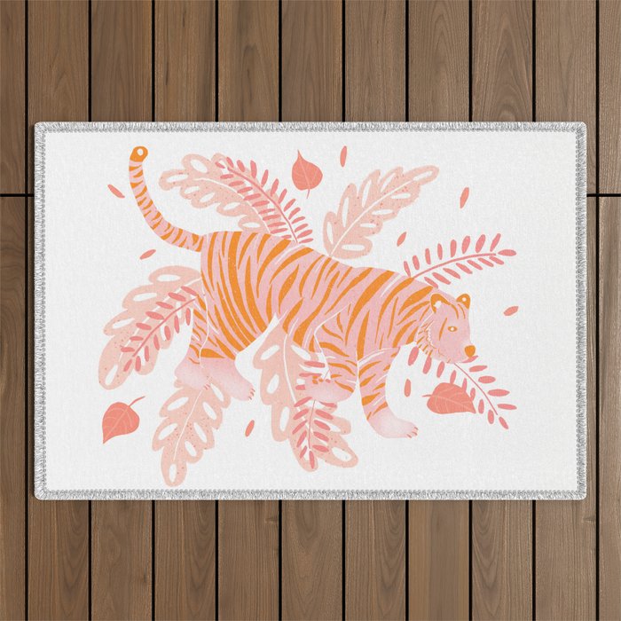 Orange and pink tiger Outdoor Rug Gallery Image 1