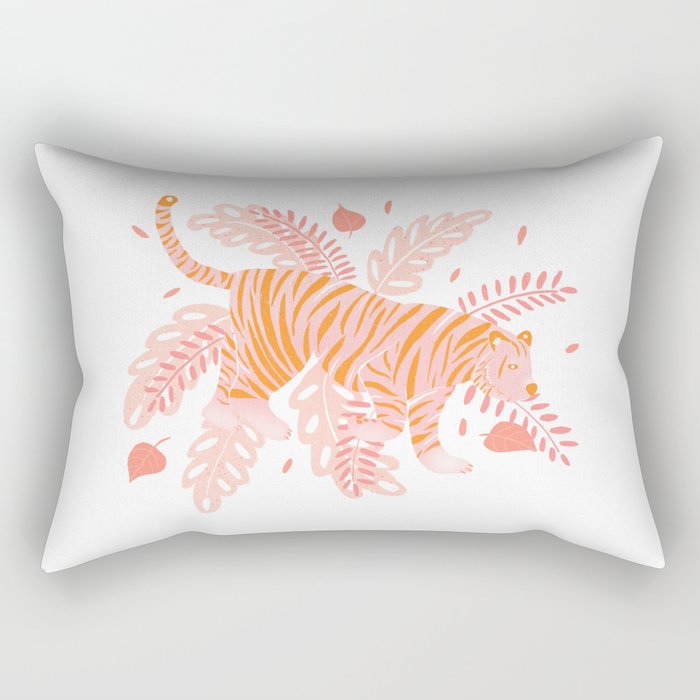 Orange and pink tiger Rectangular Pillow Gallery Image 1