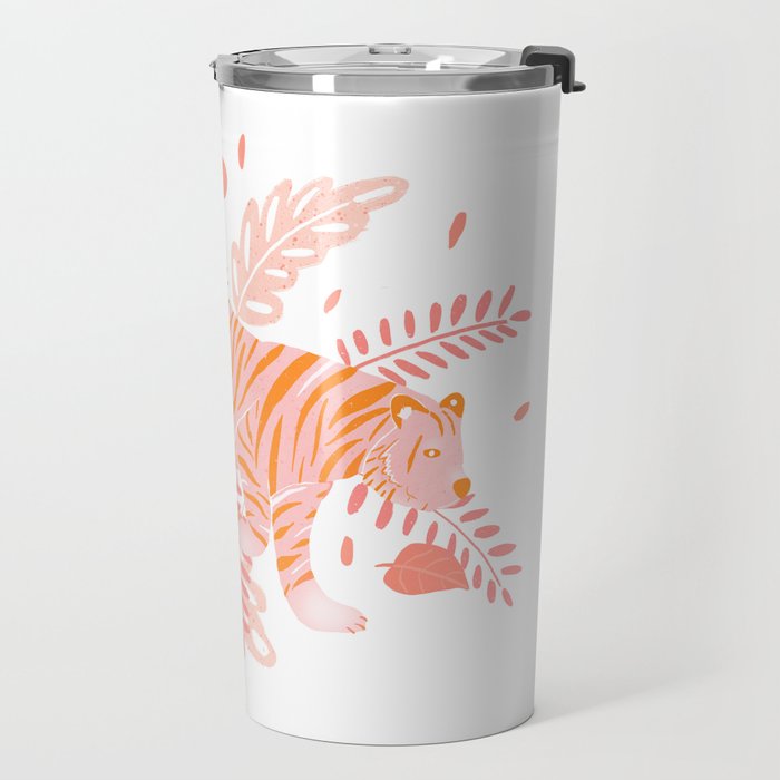 Orange and pink tiger Travel Mug Gallery Image 2