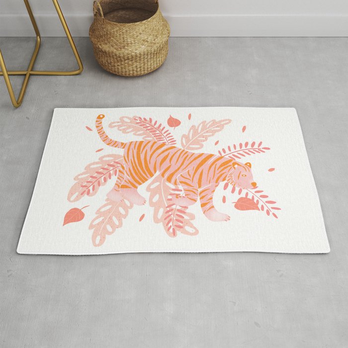 Orange and pink tiger Rug Gallery Image 1