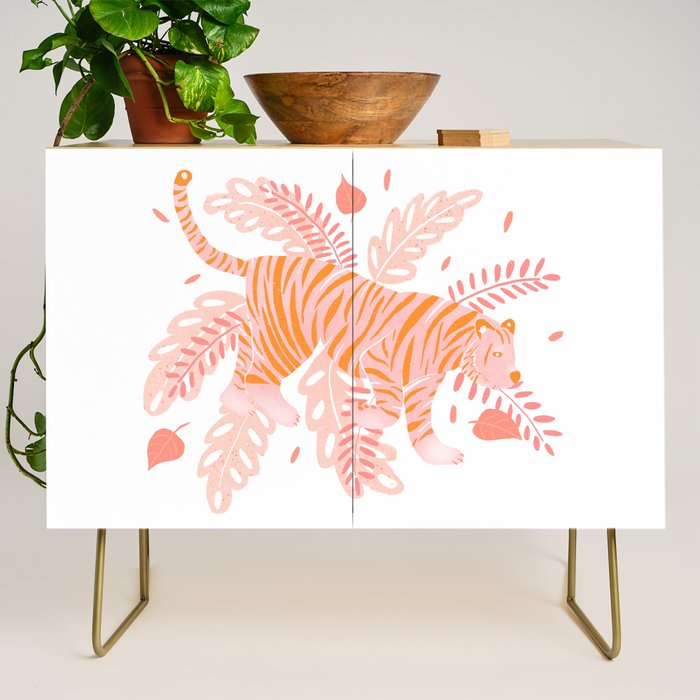 Orange and pink tiger Credenza Gallery Image 1