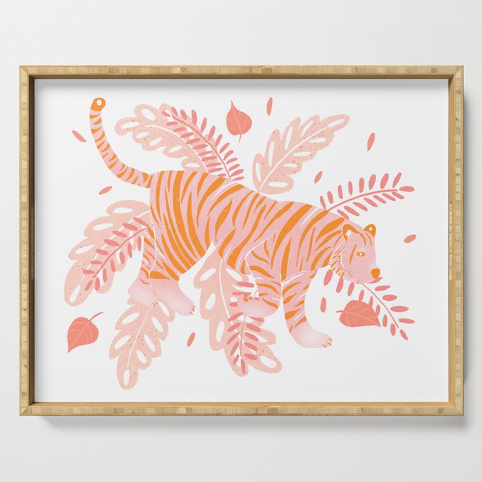 Orange and pink tiger Serving Tray Gallery Image 1