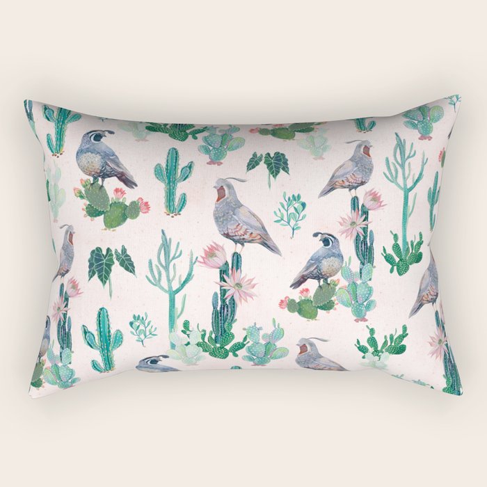 Cactus Quail  Rectangular Pillow Gallery Image 1