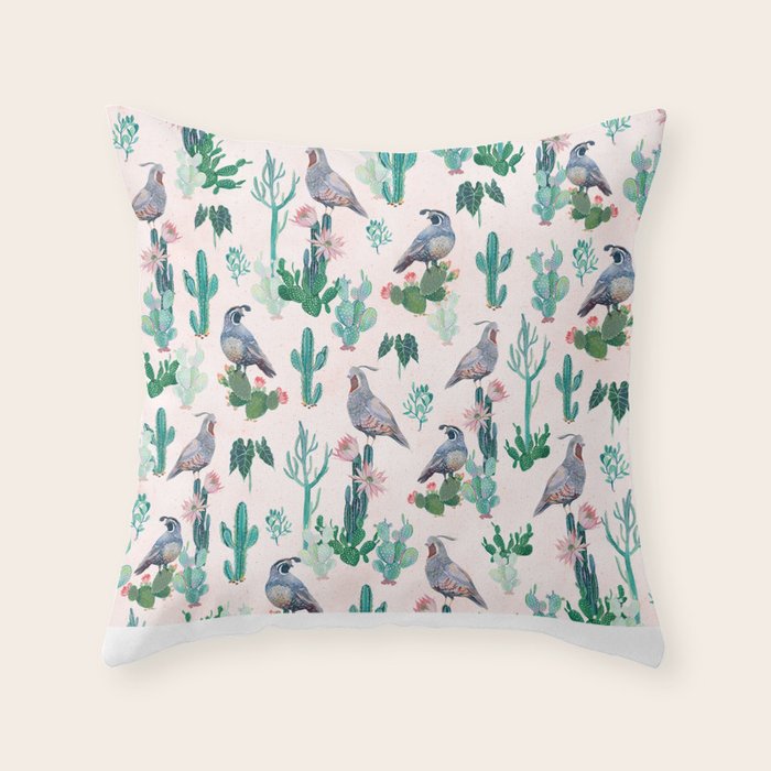 Cactus Quail  Throw Pillow Gallery Image 6