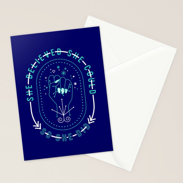 She Believed - Navy & Turquoise Palette Stationery Card Gallery Image 2