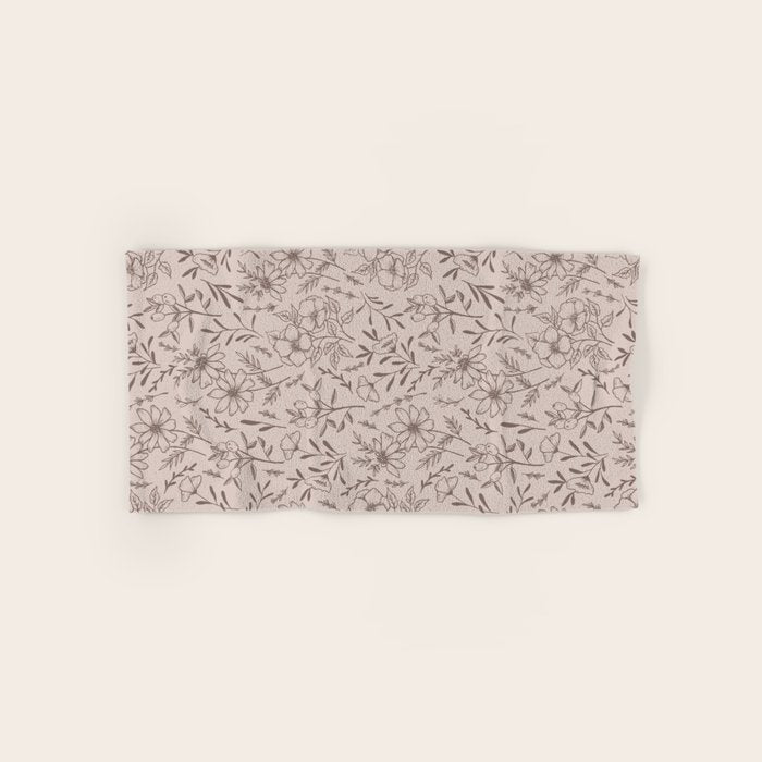 Pink Flower Pattern Bath Towel Gallery Image 1