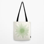 Sun - Mid Century Modern Minimalist Sun and Sun Rays in Light Sage Green & Cream Tote Bag Gallery Image 2