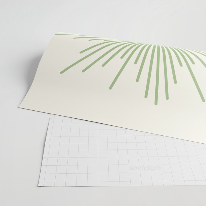 Sun - Mid Century Modern Minimalist Sun and Sun Rays in Light Sage Green & Cream Wrapping Paper Gallery Image 2