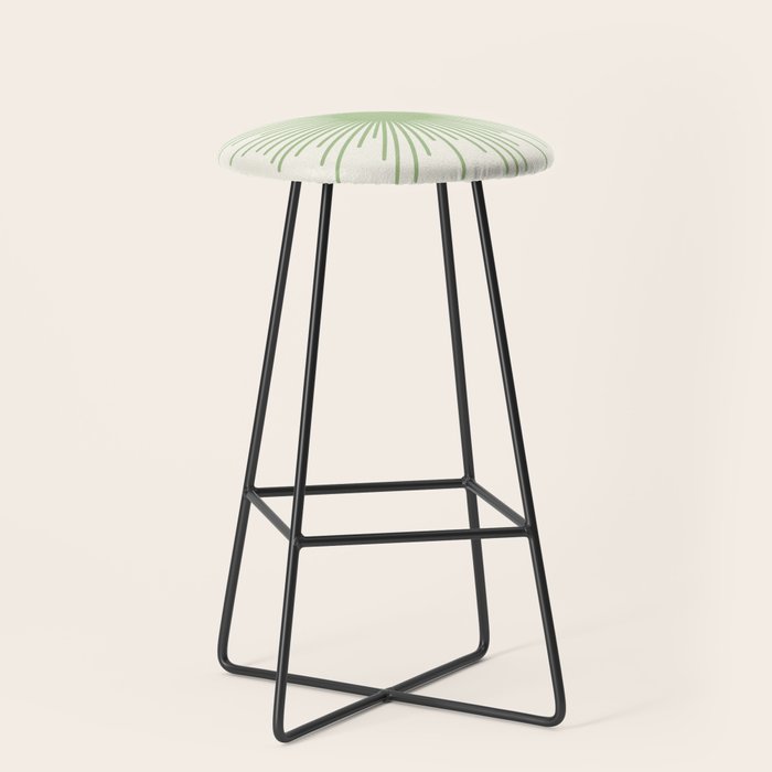 Sun - Mid Century Modern Minimalist Sun and Sun Rays in Light Sage Green & Cream Stool Gallery Image 1