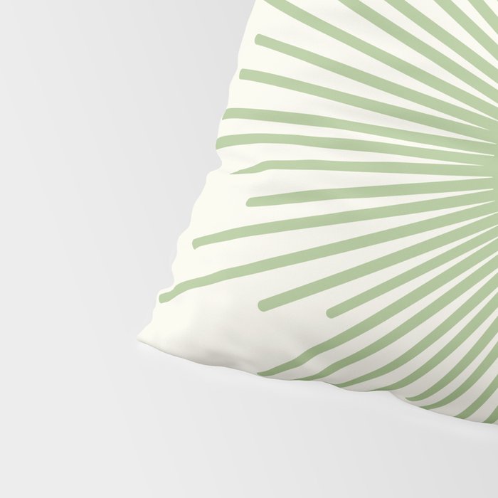 Sun - Mid Century Modern Minimalist Sun and Sun Rays in Light Sage Green & Cream Pillow Sham Gallery Image 4