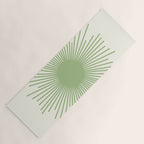 Sun - Mid Century Modern Minimalist Sun and Sun Rays in Light Sage Green & Cream Yoga Mat Gallery Image 1
