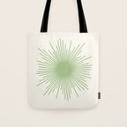 Sun - Mid Century Modern Minimalist Sun and Sun Rays in Light Sage Green & Cream Tote Bag Gallery Image 1