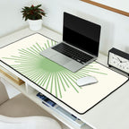 Sun - Mid Century Modern Minimalist Sun and Sun Rays in Light Sage Green & Cream Desk Mat Gallery Image 2
