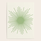 Sun - Mid Century Modern Minimalist Sun and Sun Rays in Light Sage Green & Cream Poster Gallery Image 4
