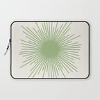 Sun - Mid Century Modern Minimalist Sun and Sun Rays in Light Sage Green & Cream Laptop Sleeve Gallery Image 1