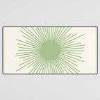 Sun - Mid Century Modern Minimalist Sun and Sun Rays in Light Sage Green & Cream Desk Mat Gallery Image 3