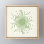 Sun - Mid Century Modern Minimalist Sun and Sun Rays in Light Sage Green & Cream Mini Art Print Gallery Image 1