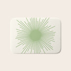 Sun - Mid Century Modern Minimalist Sun and Sun Rays in Light Sage Green & Cream Bath Mat Gallery Image 1