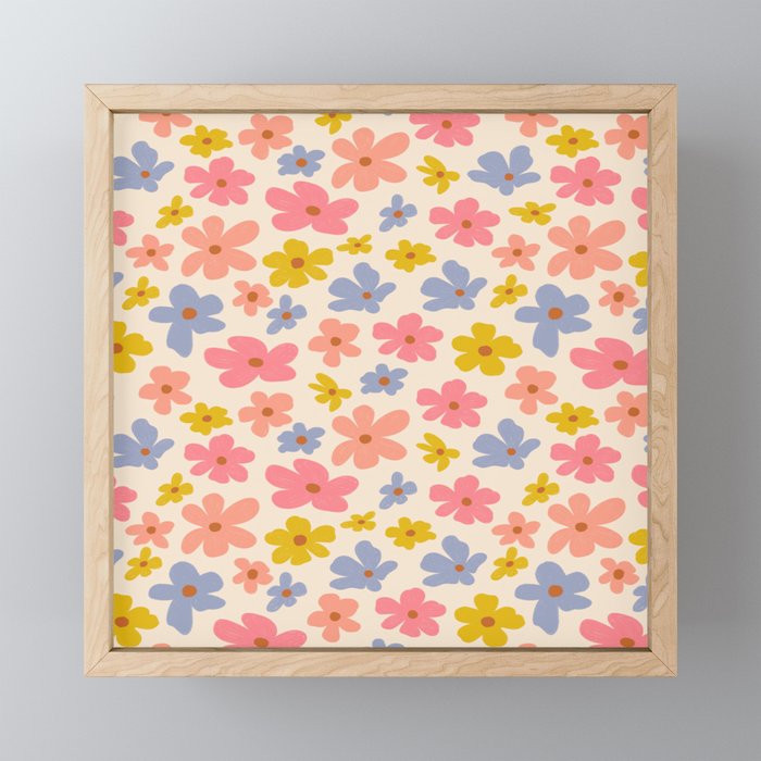 Retro vibe Small Daisies  Mini Art Print Gallery Image 1