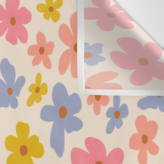 Retro vibe Small Daisies  Wall Tapestry Gallery Image 3