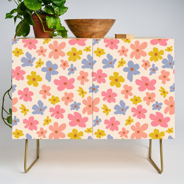 Retro vibe Small Daisies  Credenza Gallery Image 1
