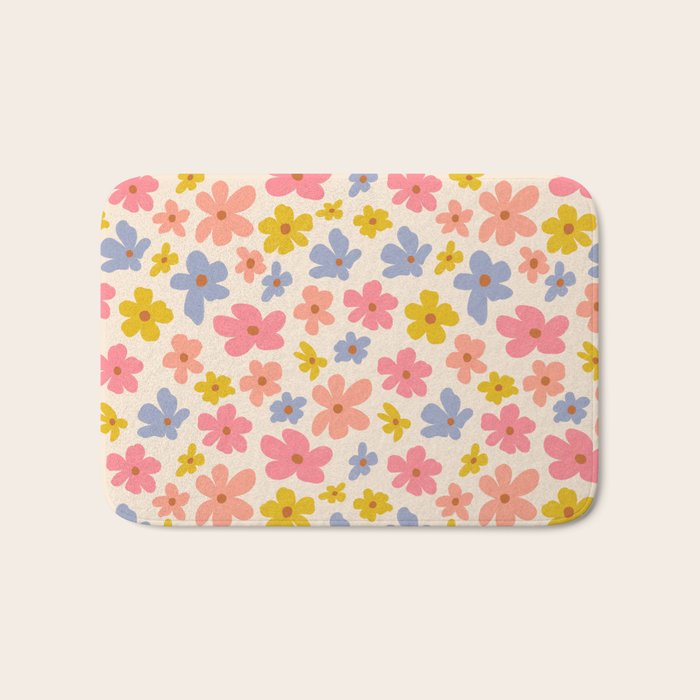 Retro vibe Small Daisies  Bath Mat Gallery Image 1