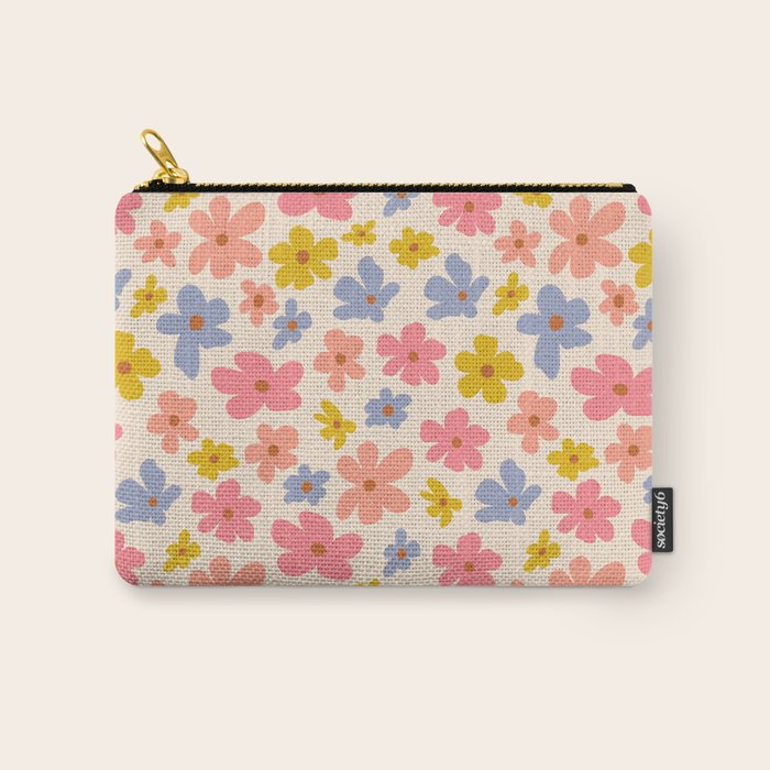 Retro vibe Small Daisies  Carry All Pouch Gallery Image 1