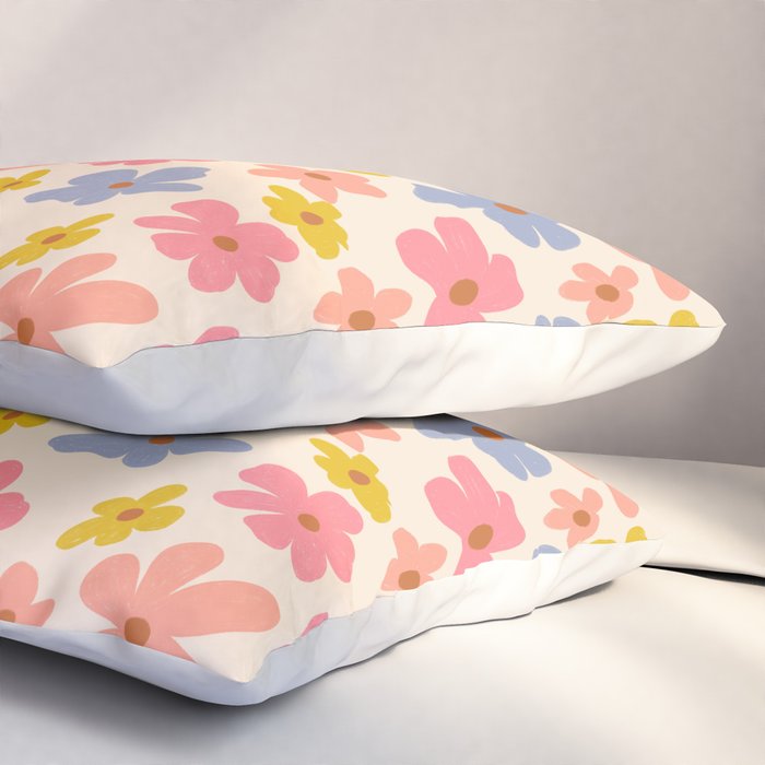 Retro vibe Small Daisies  Pillow Sham Gallery Image 3