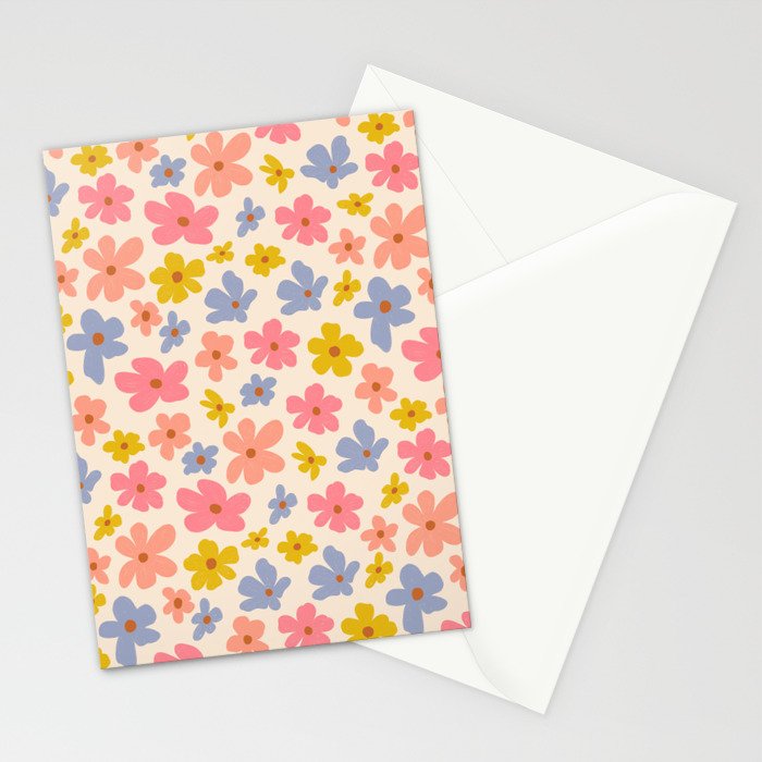 Retro vibe Small Daisies  Stationery Card Gallery Image 2