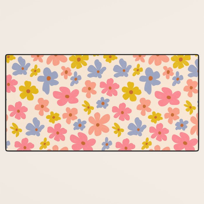 Retro vibe Small Daisies  Desk Mat Gallery Image 3