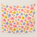 Retro vibe Small Daisies  Wall Tapestry Gallery Image 4