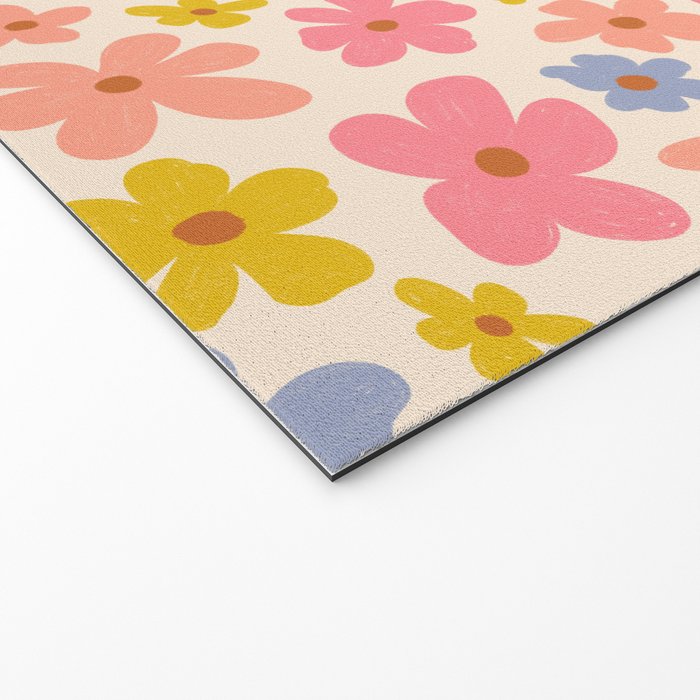 Retro vibe Small Daisies  Welcome Mat Gallery Image 2