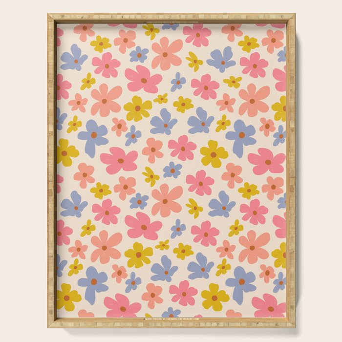 Retro vibe Small Daisies  Serving Tray Gallery Image 1