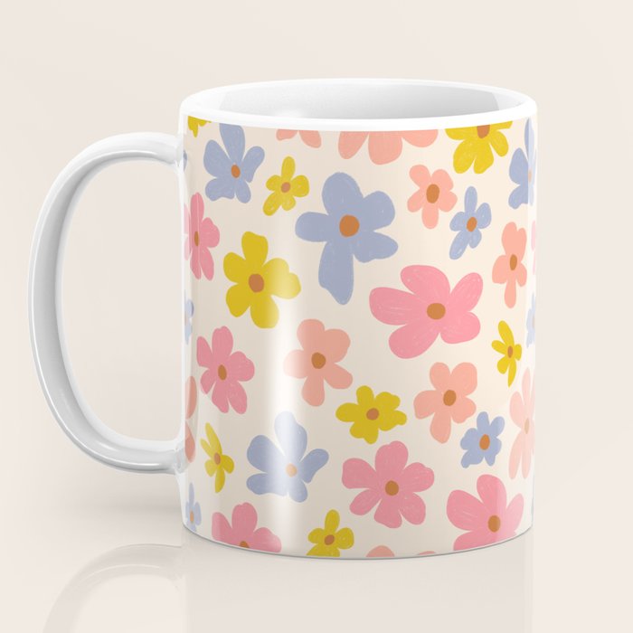 Retro vibe Small Daisies  Coffee Mug Gallery Image 3