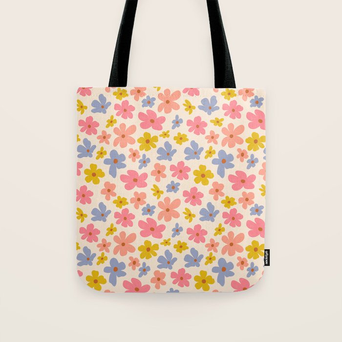Retro vibe Small Daisies  Tote Bag Gallery Image 1