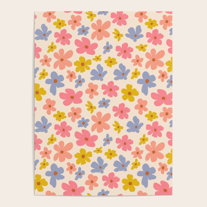 Retro vibe Small Daisies  Poster Gallery Image 4