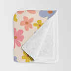 Retro vibe Small Daisies  Throw Blanket Gallery Image 3