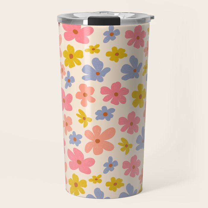 Retro vibe Small Daisies  Travel Mug Gallery Image 1