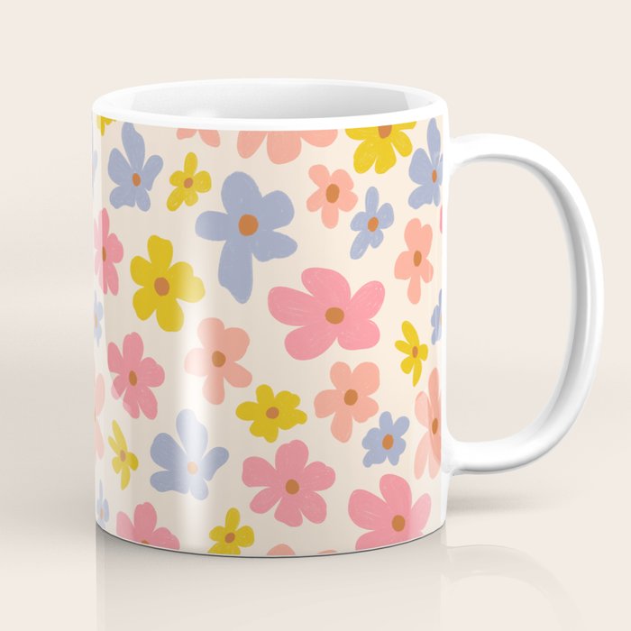 Retro vibe Small Daisies  Coffee Mug Gallery Image 1