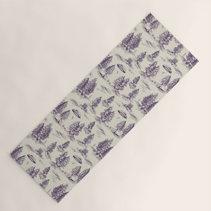 Purple Alien Abduction Toile De Jouy Pattern Yoga Mat Gallery Image 1