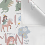 Fairy tale alphabet, fairytale ABC in pink and pastel Wall Tapestry Gallery Image 3