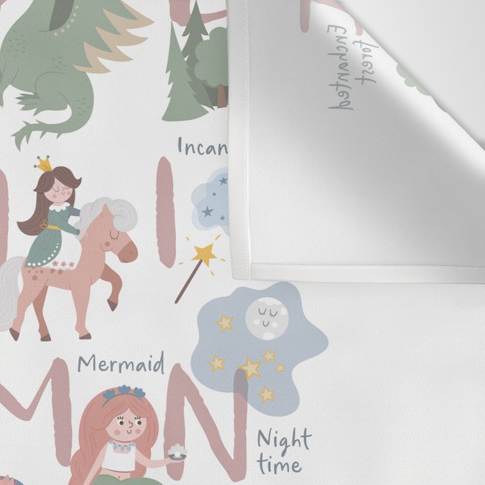Fairy tale alphabet, fairytale ABC in pink and pastel Wall Tapestry Gallery Image 3