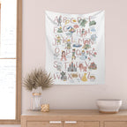 Fairy tale alphabet, fairytale ABC in pink and pastel Wall Tapestry Gallery Image 2