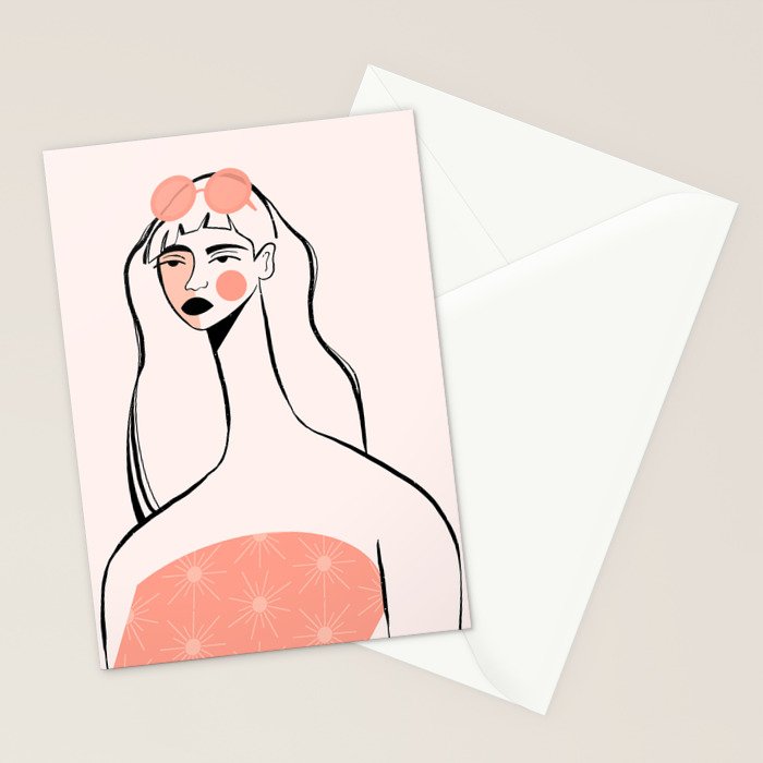Pink Sunglasses Stationery Card Gallery Image 2