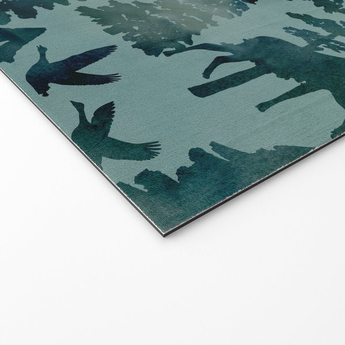 The Wild North, Wildlife, Blue Silhouette Forest and Animal Print Welcome Mat Gallery Image 2