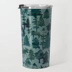 The Wild North, Wildlife, Blue Silhouette Forest and Animal Print Travel Mug Gallery Image 3